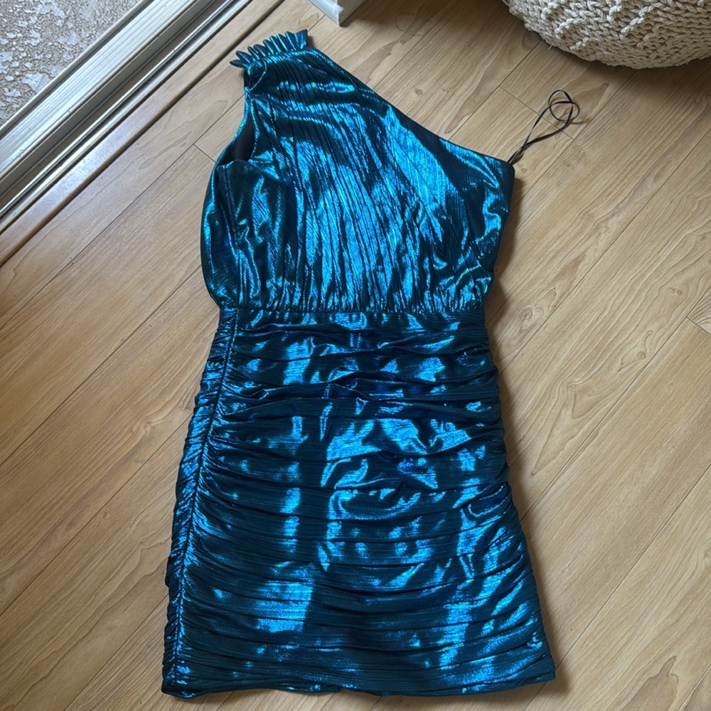 Retrofete metallic  Blue One-Shoulder Dress - Picture 5 of 5